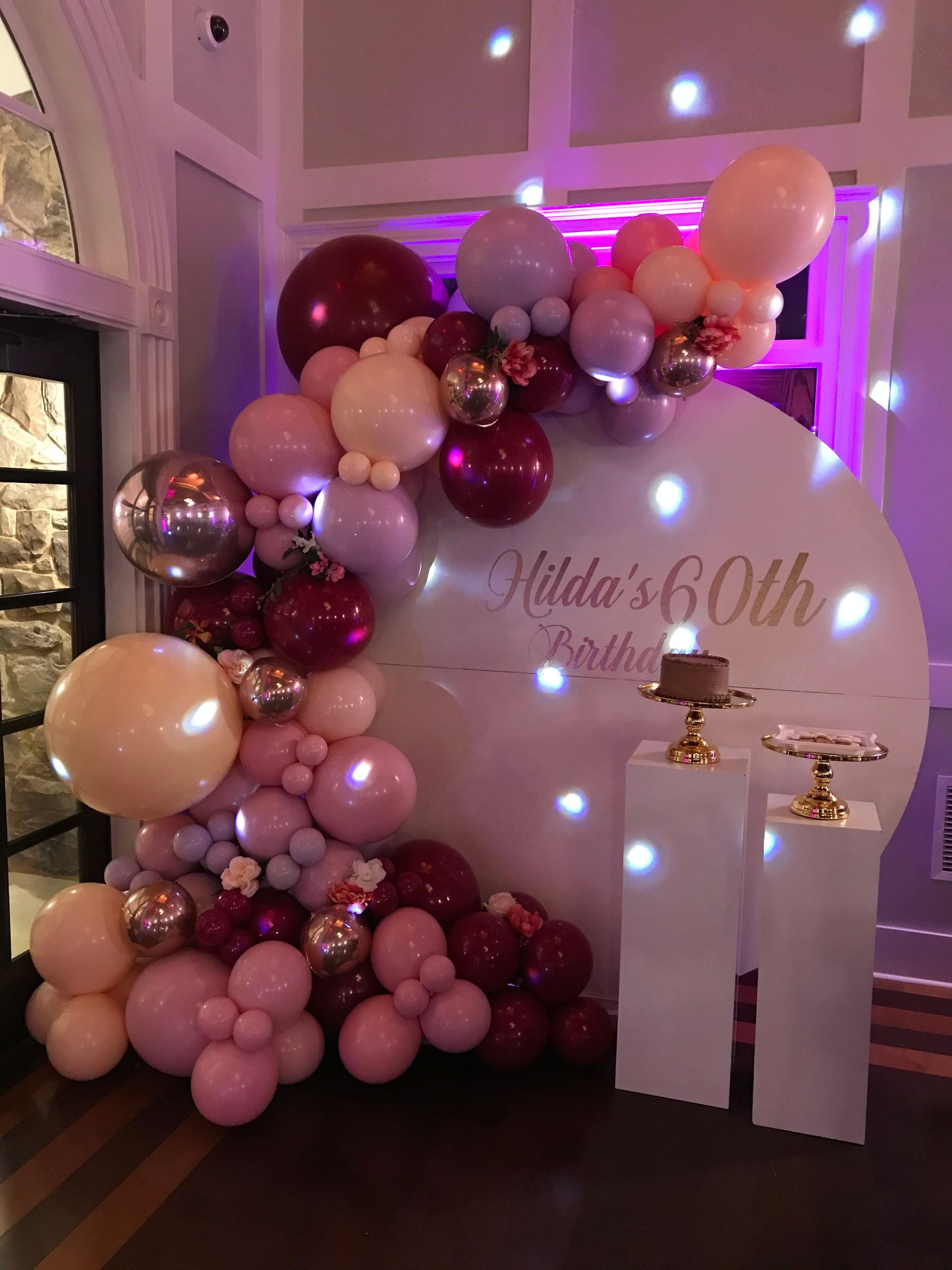 IMG 9230 A balloon arch decorated with pink and gold balloons, perfect for events in Virginia and DC.