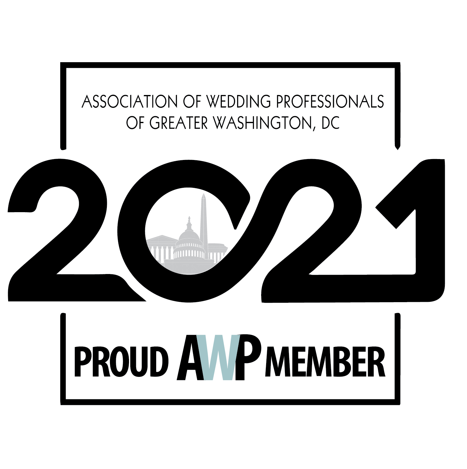 The logo for the association of wedding professionals in the greater Washington area, including Virginia and DC DJs.