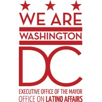 Logo with three red stars above the text "We Are Washington DC, Executive Office of the Mayor, Office on Latino Affairs" in bold red letters.