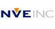 NVE INC logo with "NVE" in dark blue, an orange triangle above the "V," and "INC" in light gray.