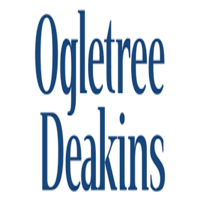 The image shows the Ogletree Deakins logo with the firm's name in large blue text on a white background.