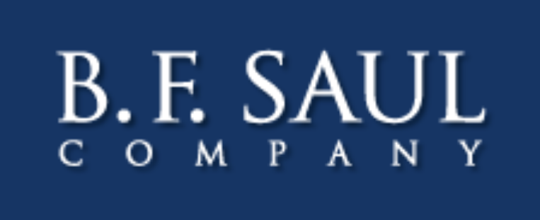 White text reading "B.F. Saul Company" on a blue background, perfect for promoting services such as Live Streaming for Wedding events.