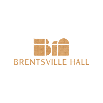 Logo for Brentsville Hall with stylized initials "Bh" above the text "Brentsville Hall" in a brown, modern font on a white background.