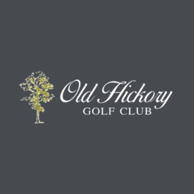 Logo with a gold tree illustration on the left and the text “Old Hickory Golf Club” in cursive and uppercase white letters on a dark gray background.