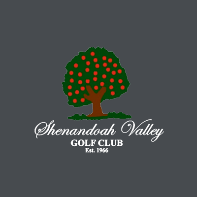 Logo for Shenandoah Valley Golf Club, established 1966, featuring a green tree with red dots on a gray background.